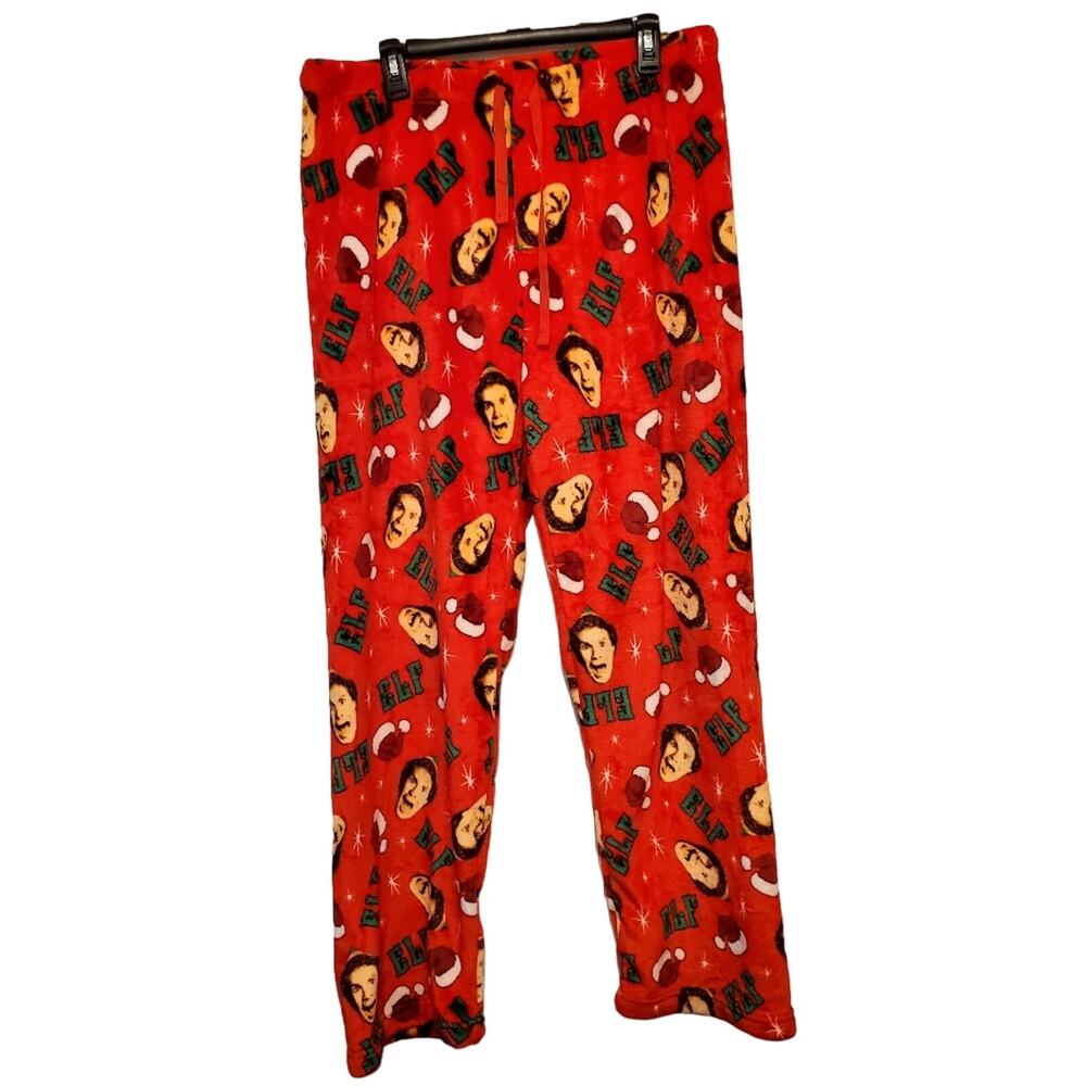 Sz Lg Mens ELF Red Buddy Buttery Soft Fleece Lounge Pants